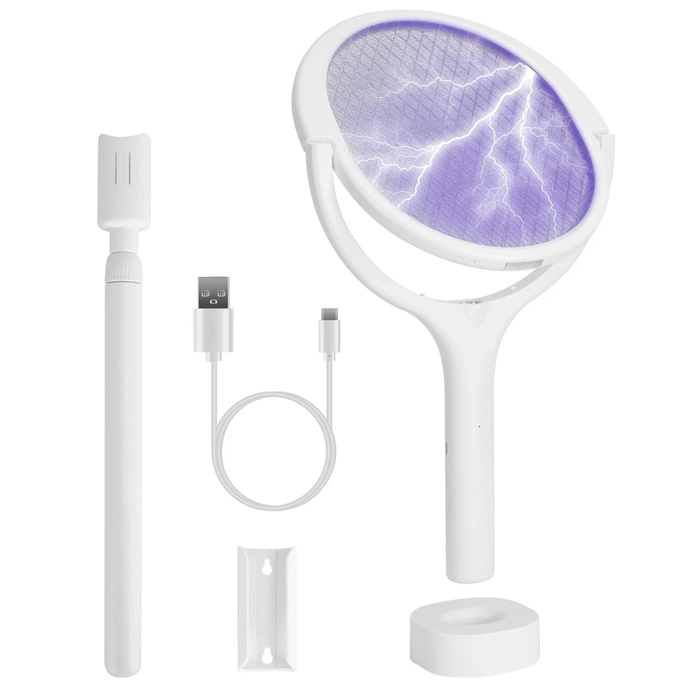 Electric Bug Zapper Racket Rotating Mosquito Swatter Zapper Safe Powerful Insect Control 12