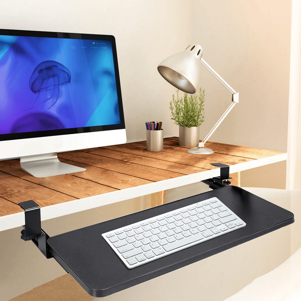 Under Desk Pull Out Keyboard Tray Adjustable Keyboard Mouse Tray WC Clamp For Ergonomic Desk Setup 0