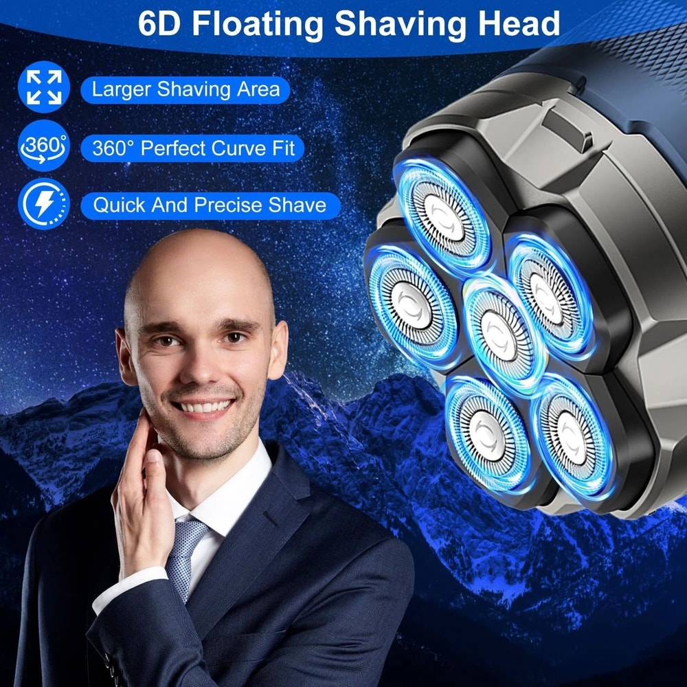 6D Electric Head Shaver Waterproof Wet Dry Shaving Magnetic Floating Head Razor 8