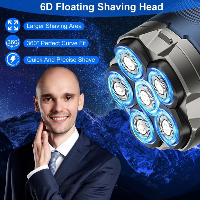 6D Electric Head Shaver Waterproof Wet Dry Shaving Magnetic Floating Head Razor 8