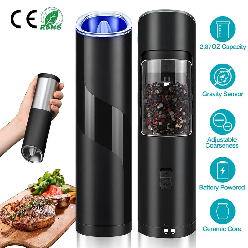 Automatic Gravity Sensor Electric Salt Or Pepper Grinder Adjustable Coarseness For Perfect Seasonin 9