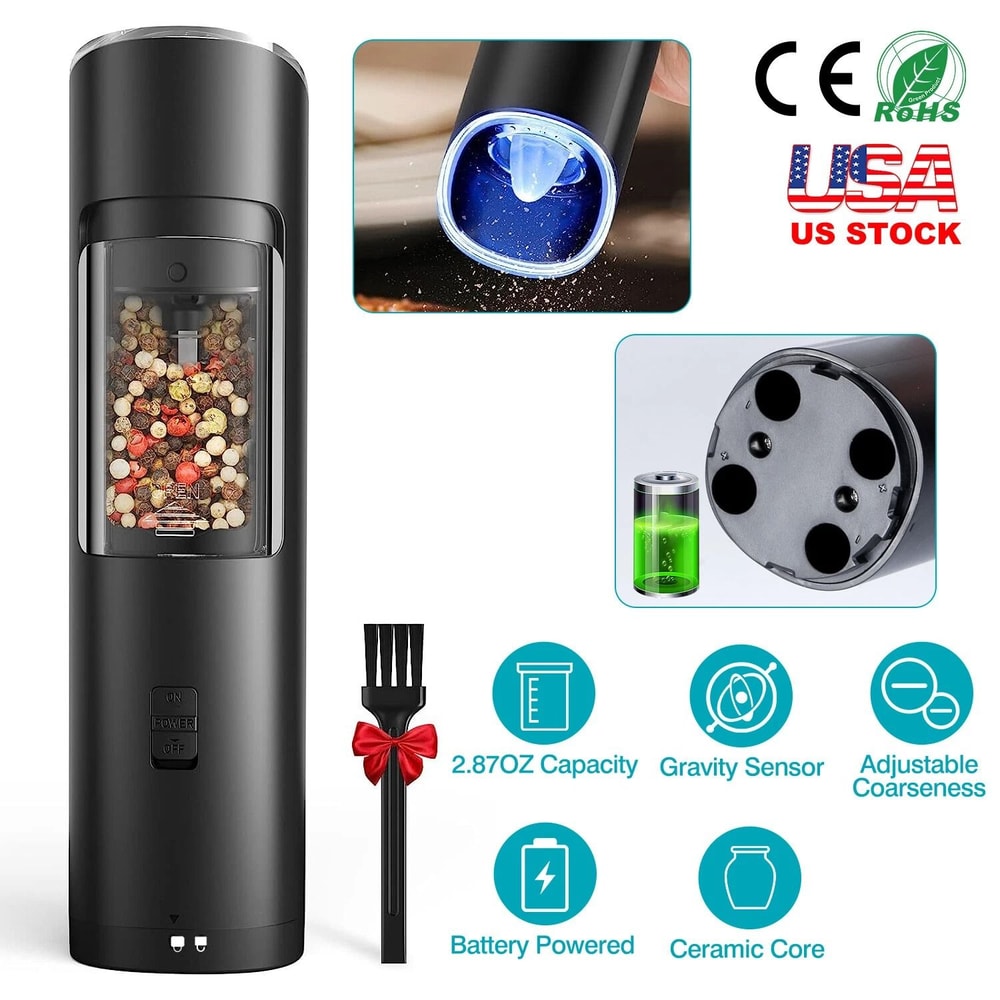 Automatic Gravity Sensor Electric Salt Or Pepper Grinder Adjustable Coarseness For Perfect Seasonin 8