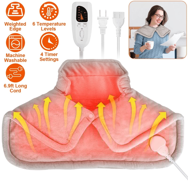 Fast Heating Electric Heating Pad Wrap Pain Relief For Neck Shoulders Back Warm Therapy Comfort 1