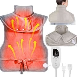 fast heating electric heating pad wrap, pain relief for neck, shoulders & back, warm therapy comfort
