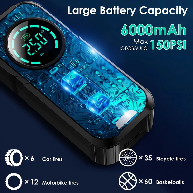 Portable Auto LCD Tire Inflator Electric Car Air Pump Compressor For Easy Tire Inflation 8