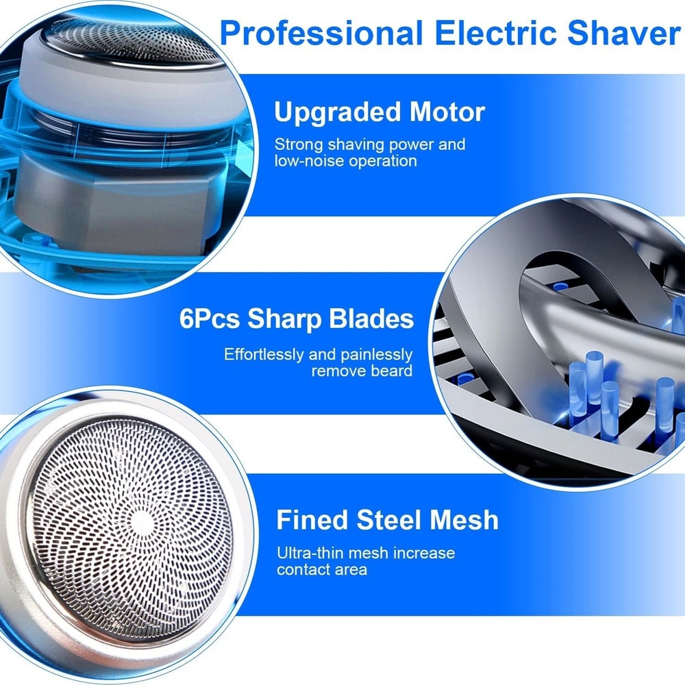 Rechargeable Electric Razor Men Electric Beard Trimmer Electric Shaver For Smooth Shaving 6