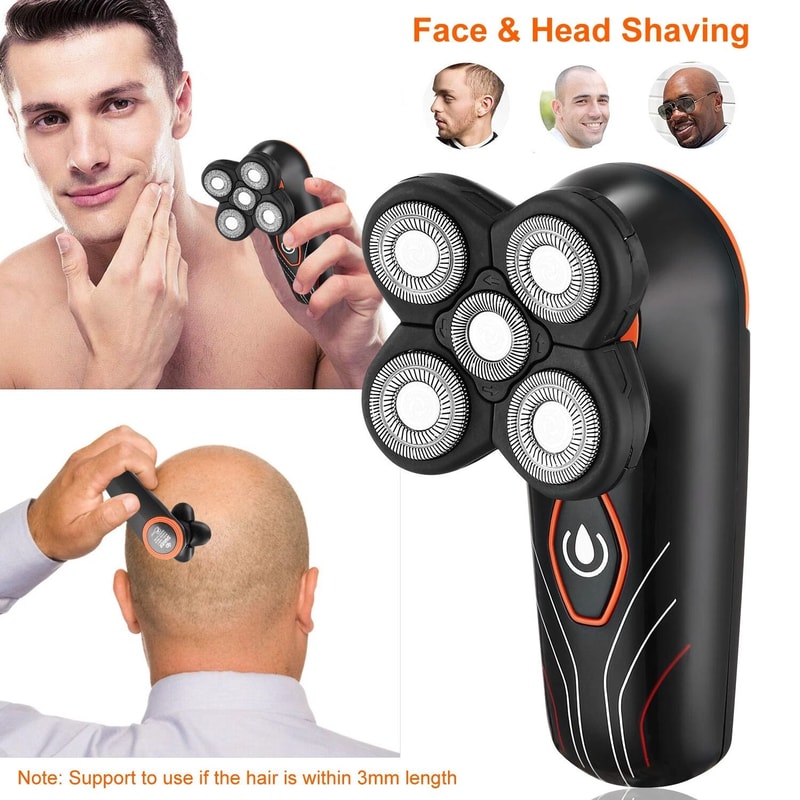 Rechargeable Bald Head Beard Trimmer 4D Rotary Electric Shaver Shaving Razor For Men 5