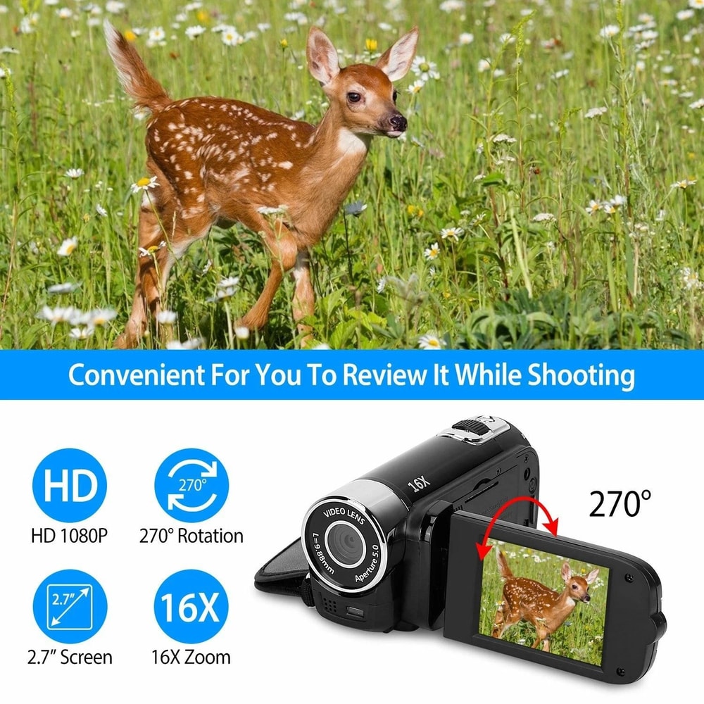 Digital Video Camera 16x Zoom HD Kids Camcorder YouTube Vlogging Camera Perfect For Children Vloggi 9