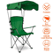 Heavy Duty Outdoor Beach Chair Green Folding Camping Chair With Canopy Shade Comfortable Portable 1