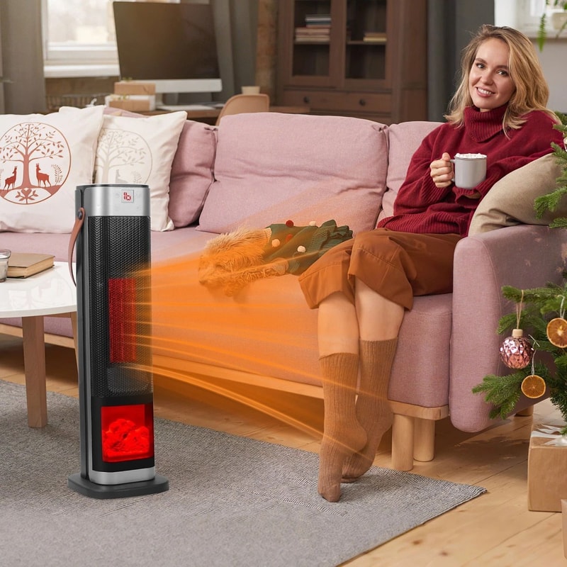 Oscillating Ceramic Heater Tower 3D Space Heater For Winter Electric Warmer For Home Efficient Por 0