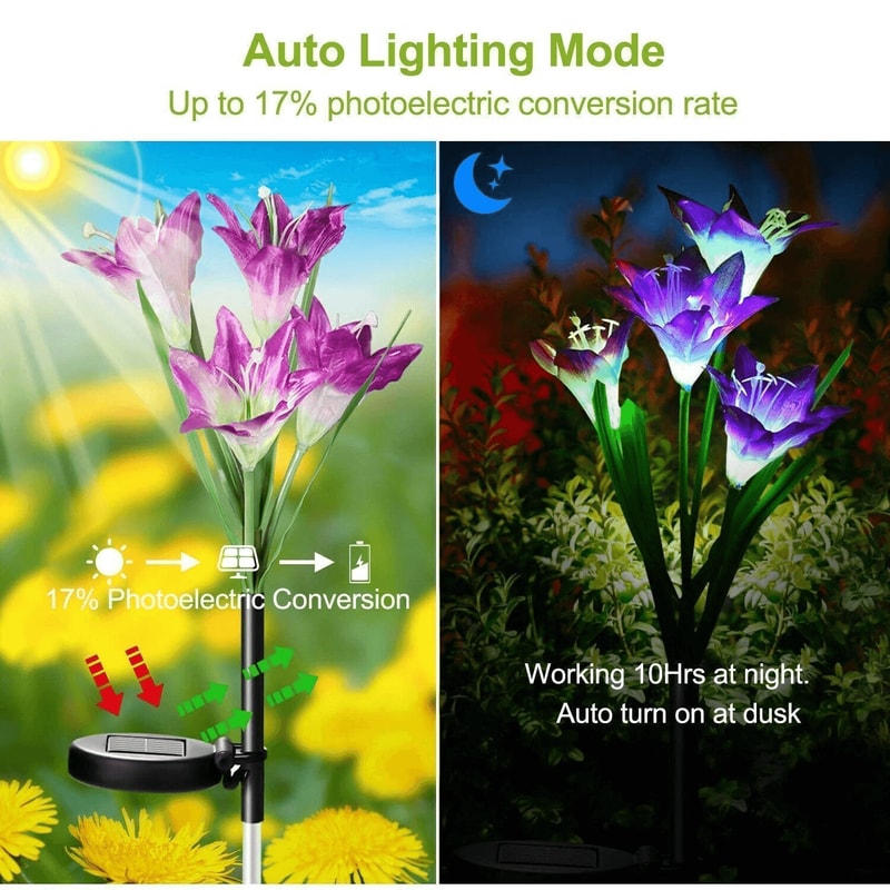 Outdoor Garden Stake Solar Lily Flower Lights LED Landscape Decor Lamp For Elegant Garden Lighting 1