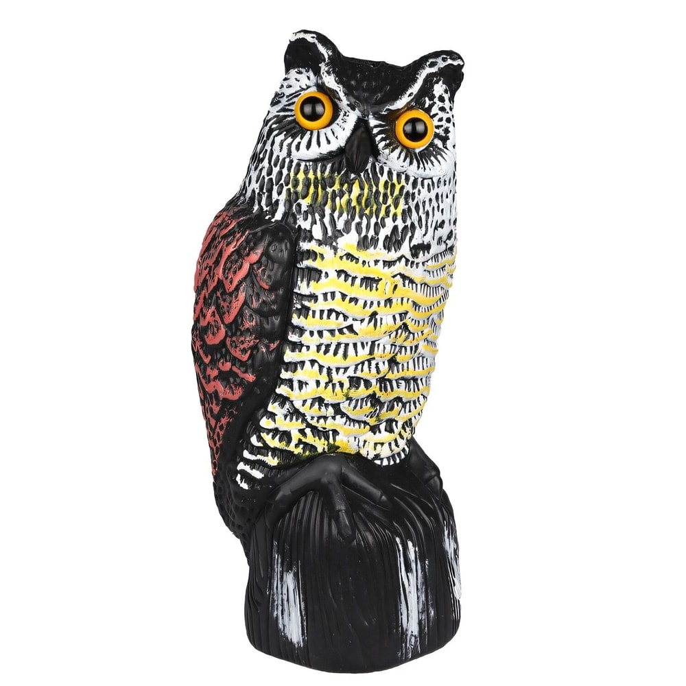 Solar Powered Fake Owl Scarecrow WFlashing Eye Sound Garden Outdoor Bird Repellent 3