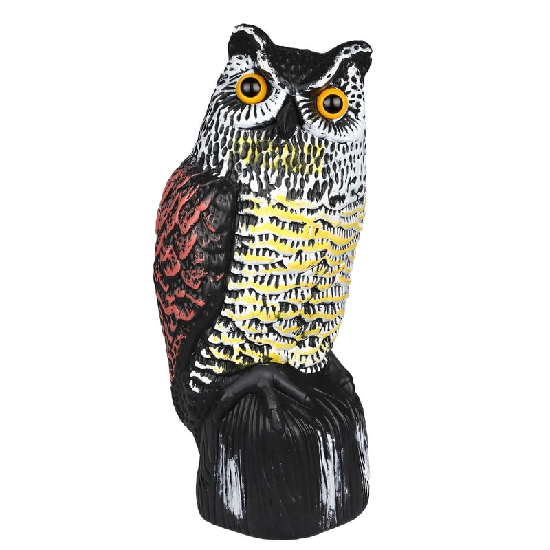 Solar Powered Fake Owl Scarecrow WFlashing Eye Sound Garden Outdoor Bird Repellent 3