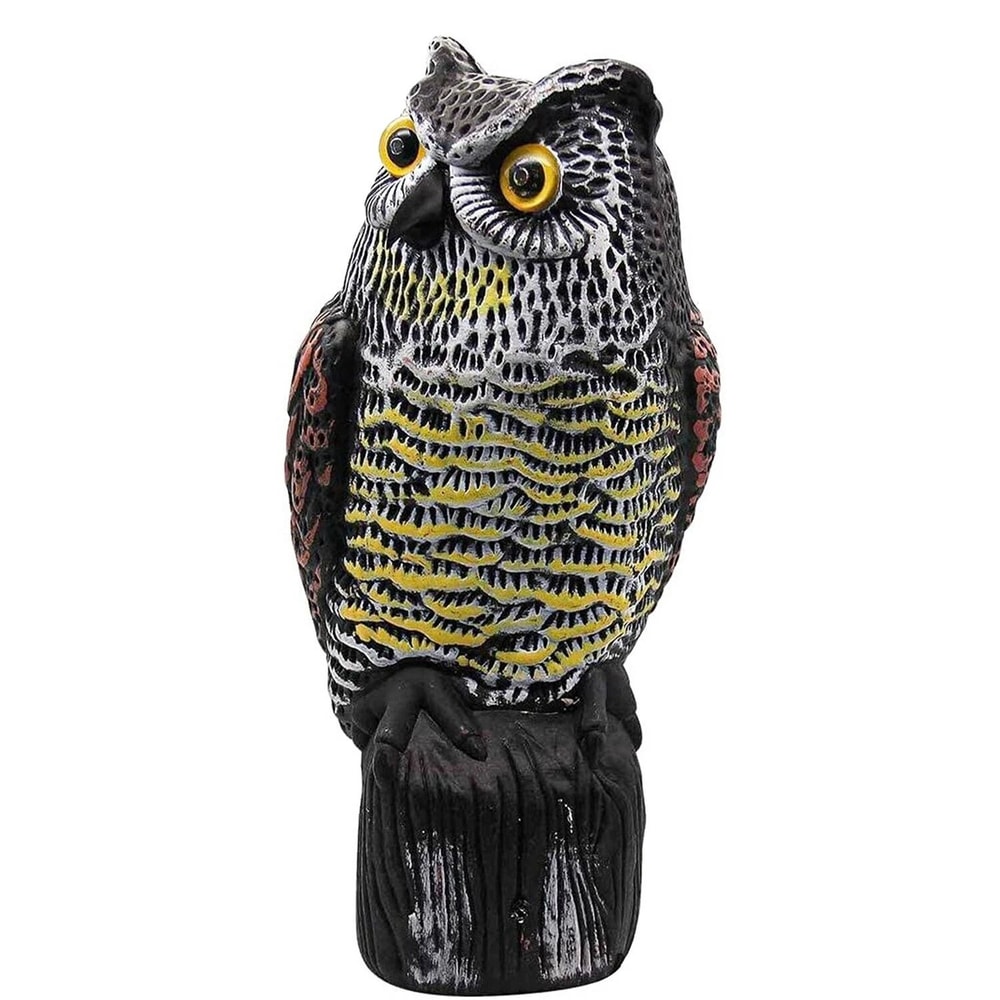 Solar Powered Fake Owl Scarecrow WFlashing Eye Sound Garden Outdoor Bird Repellent 5