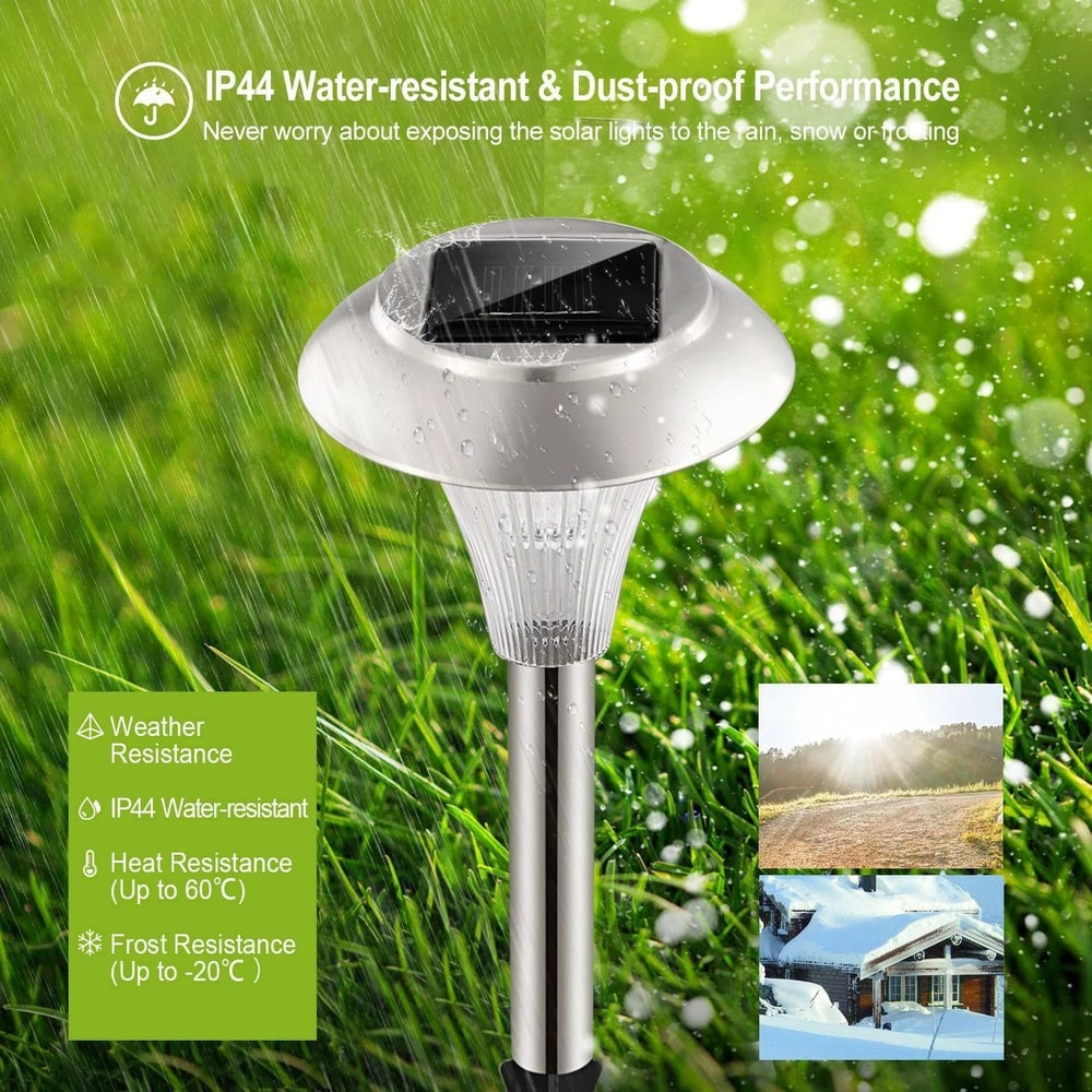 Stainless Steel Solar Power LED Garden Lights Outdoor Landscape Path Decor Waterproof Lawn Lighting