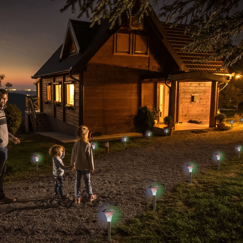 Stainless Steel Solar Power LED Garden Lights Outdoor Landscape Path Decor Waterproof Lawn Lighting