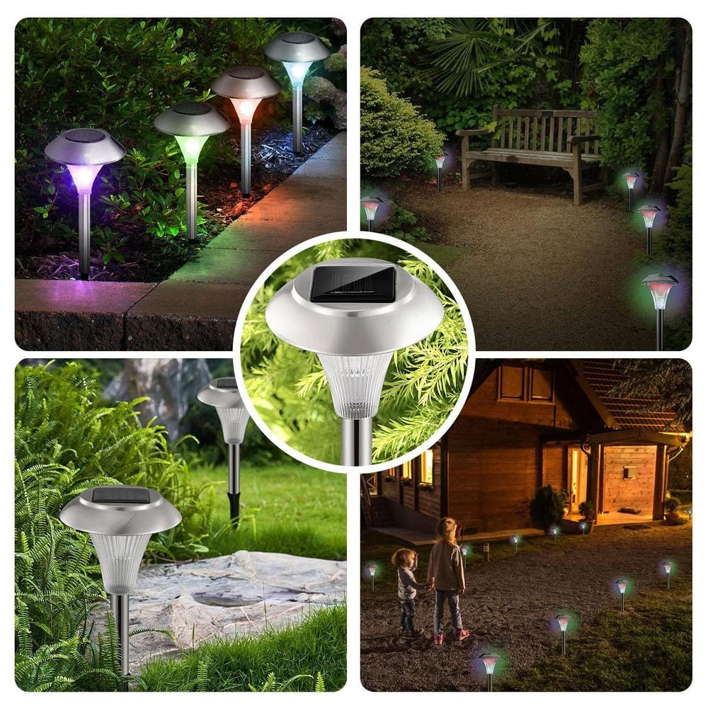 Stainless Steel Solar Power LED Garden Lights Outdoor Landscape Path Decor Waterproof Lawn Lighting