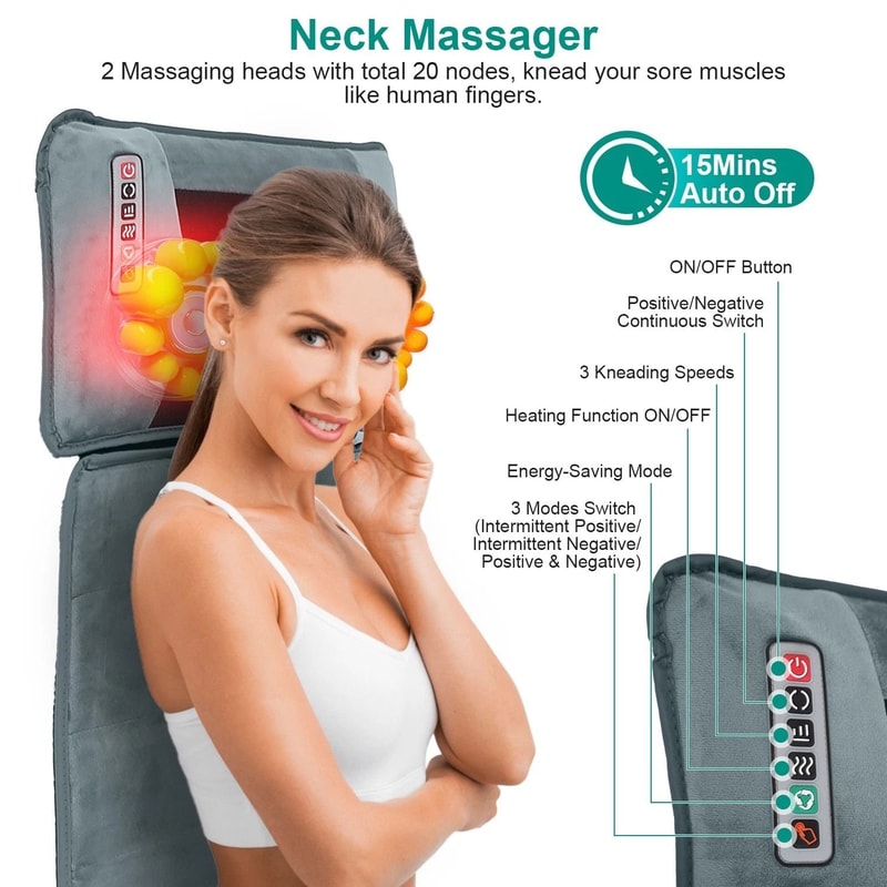 Heated Electric Massage Mat Full Body Massage Pad Neck And Back Relief 10 Mode Therapy Mat 6