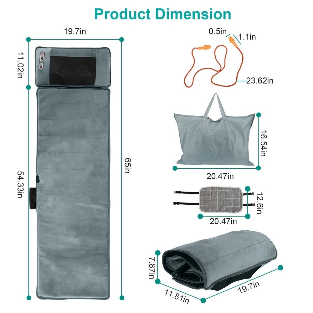 Heated Electric Massage Mat Full Body Massage Pad Neck And Back Relief 10 Mode Therapy Mat 8