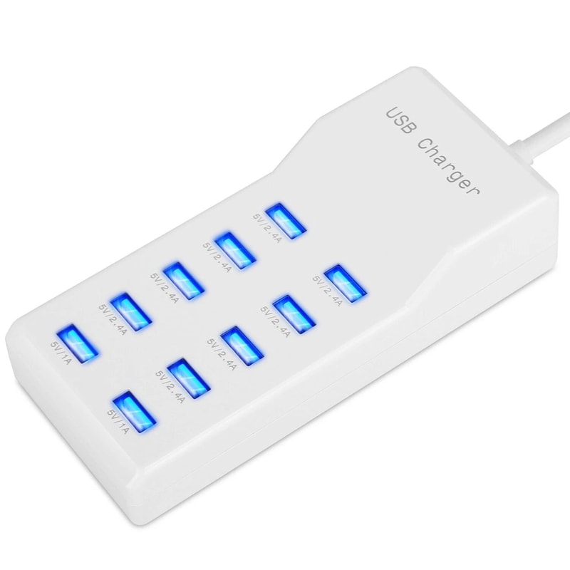 10 Ports USB Charging Station Wall Charger Power Adapter For Phone Tablet And Electronics 8