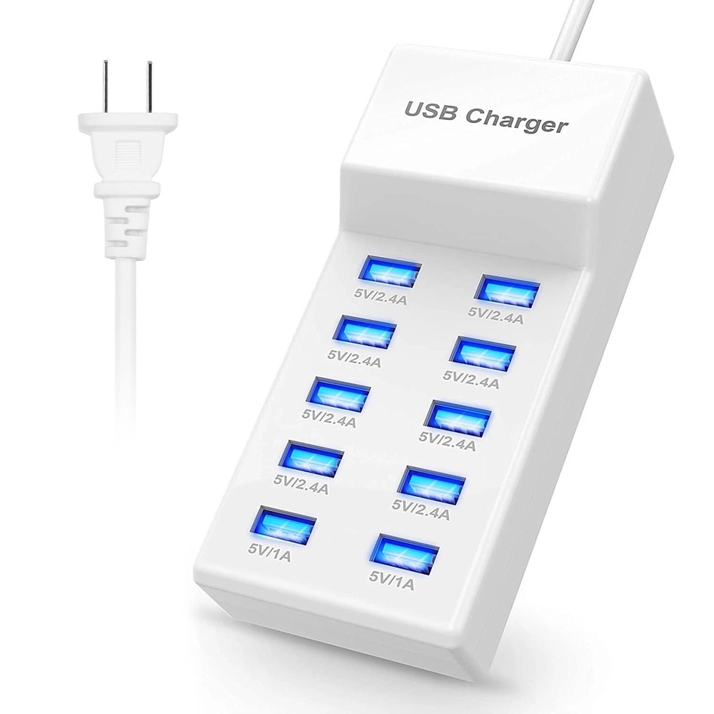 10 Ports USB Charging Station Wall Charger Power Adapter For Phone Tablet And Electronics 9