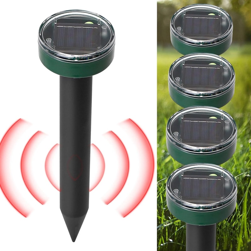 Solar Ultrasonic Animal Repeller Outdoor Pest Control Spikes For Mole And Gopher Deterrence 11
