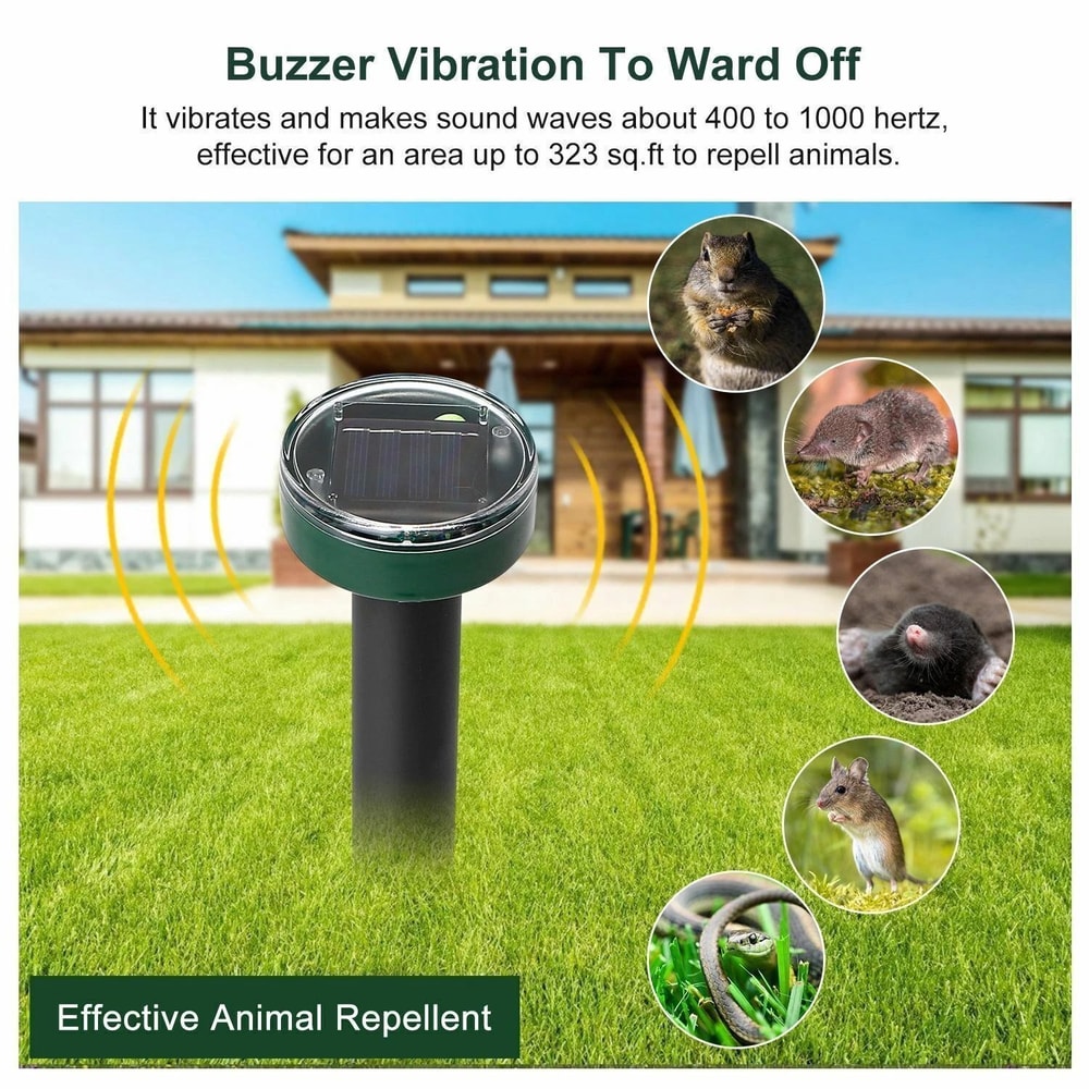 Solar Ultrasonic Animal Repeller Outdoor Pest Control Spikes For Mole And Gopher Deterrence 7