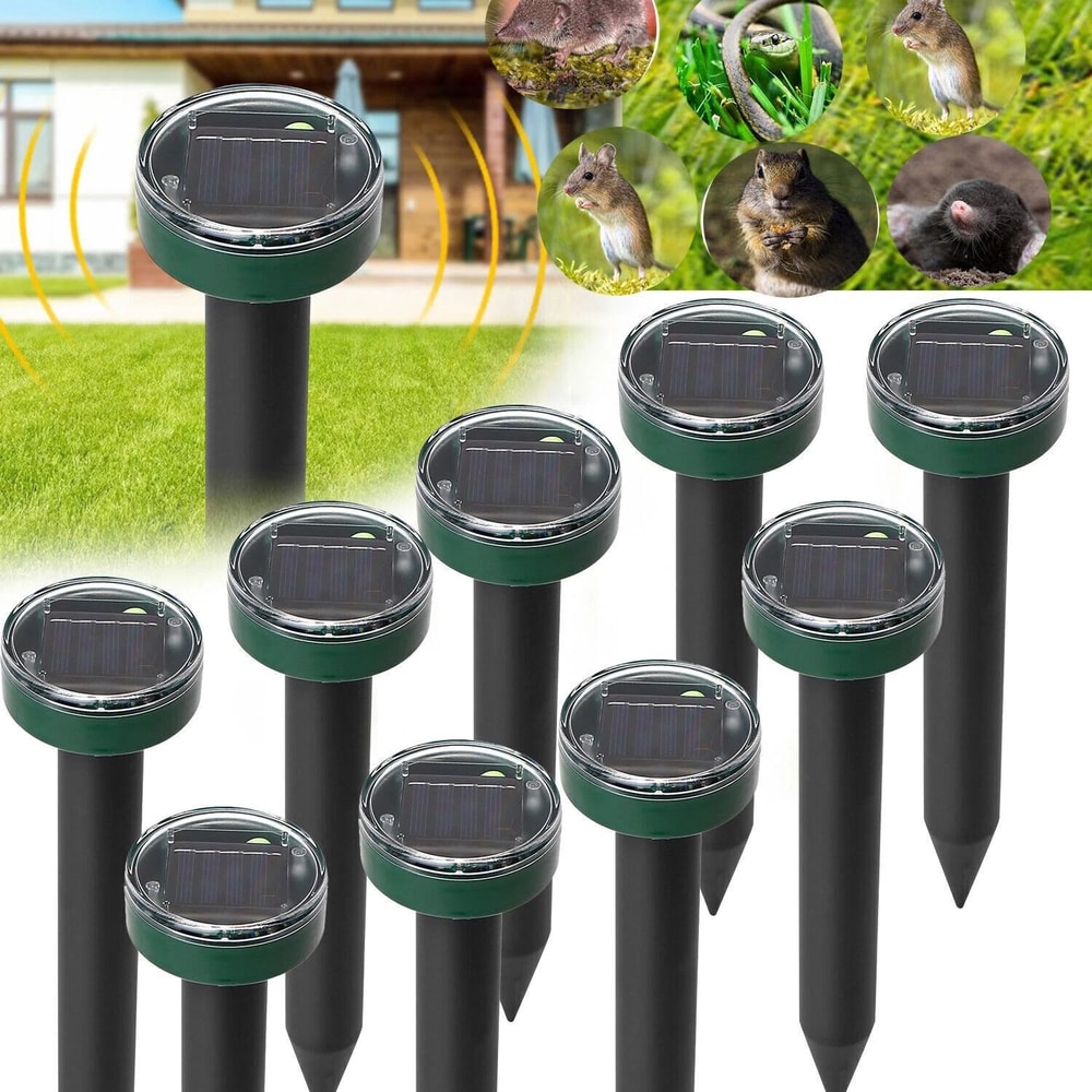 Solar Ultrasonic Animal Repeller Outdoor Pest Control Spikes For Mole And Gopher Deterrence 9