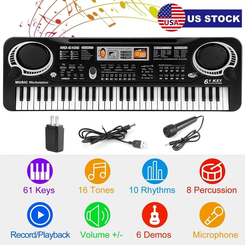 Electric Piano WMic Digital Music Electronic Keyboard For Kids Christmas Gift Fun Musical Toy For K 2