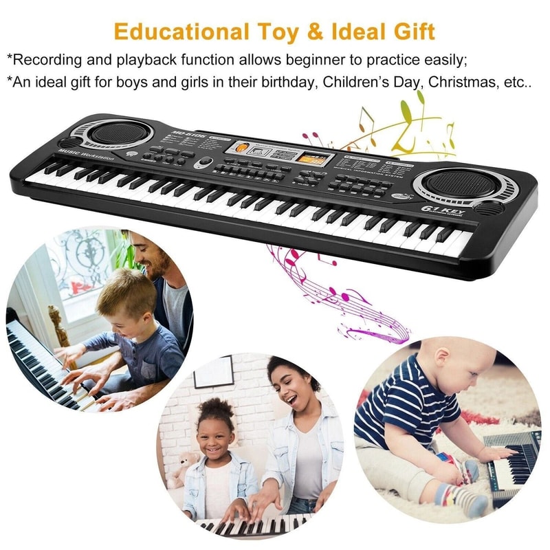 Electric Piano WMic Digital Music Electronic Keyboard For Kids Christmas Gift Fun Musical Toy For K 5