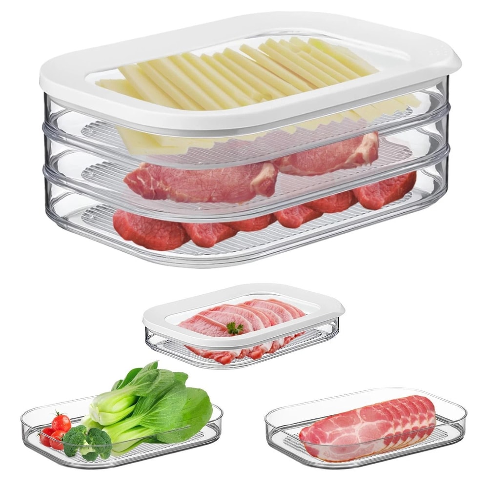 Stackable Clear Food Storage Box Deli Meat Bin Fridge Bacon Container Ideal For Fridge Organization 2