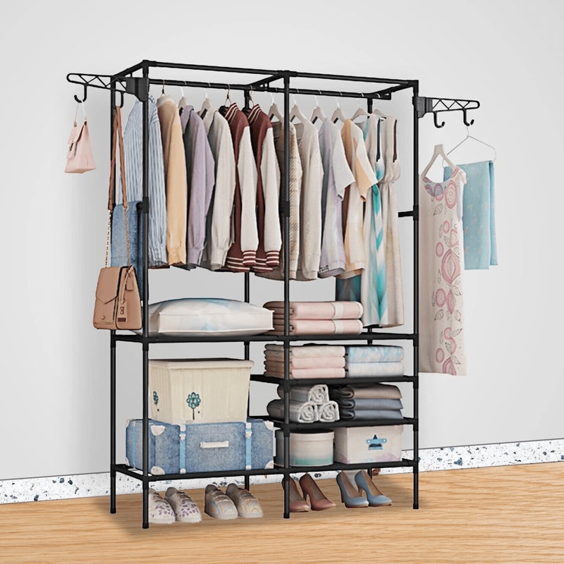 Freestanding Wardrobe Rack Heavy Duty Garment Stand For Clothes And Shoes Storage 1