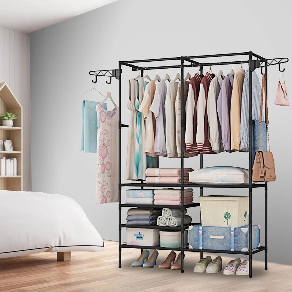 Freestanding Wardrobe Rack Heavy Duty Garment Stand For Clothes And Shoes Storage 0