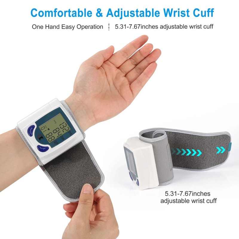 Wrist BP Cuff Blood Pressure Monitor Portable Heart Rate Check Pulse Machine Accurate Readings 6