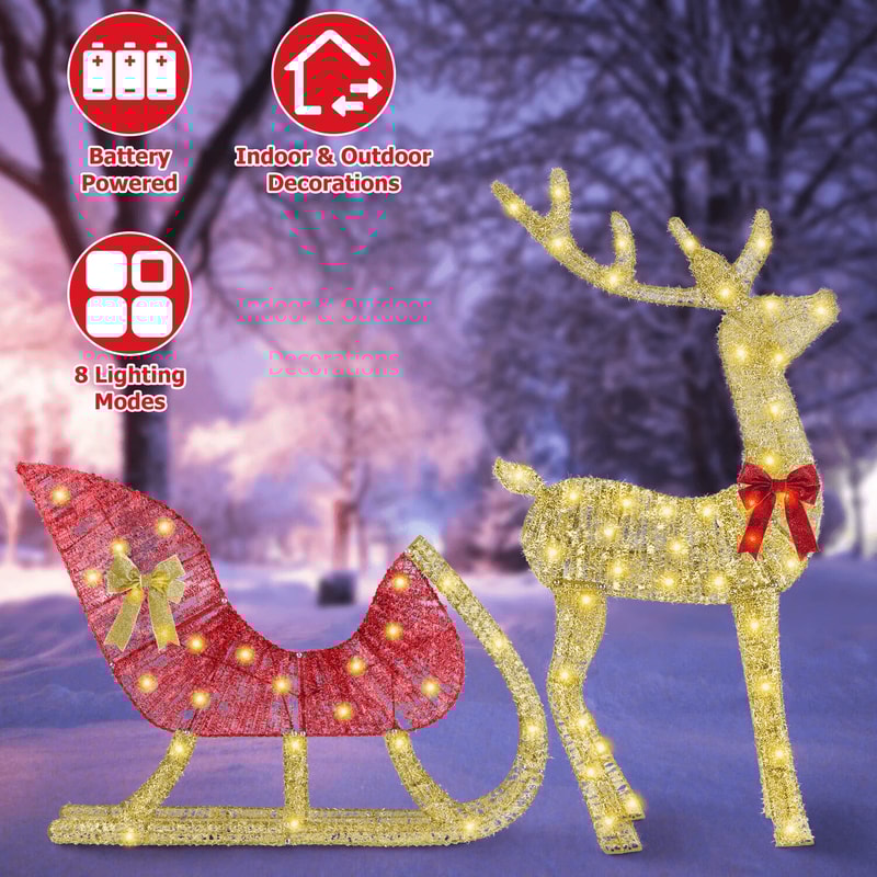 Xmas Christmas Gifts Christmas Reindeer Sleigh Lighted Toys Holiday Decor Christmas Decor For Home 1