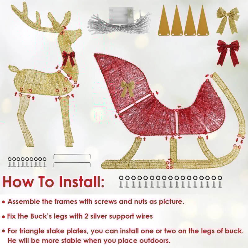 Xmas Christmas Gifts Christmas Reindeer Sleigh Lighted Toys Holiday Decor Christmas Decor For Home 5