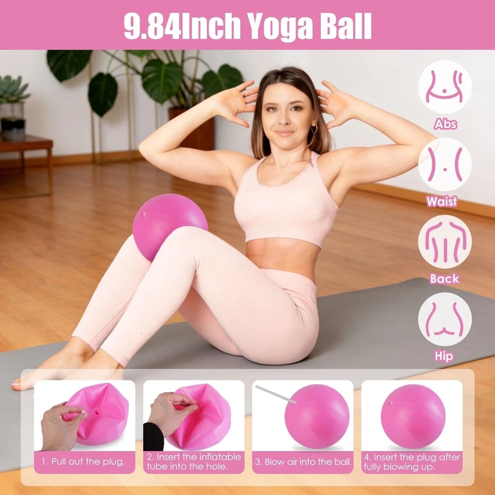 Complete Pilates Kit With Yoga Ball Arm Stretcher Pilates Ring Yoga Strap Bag Full Resistance Band 10