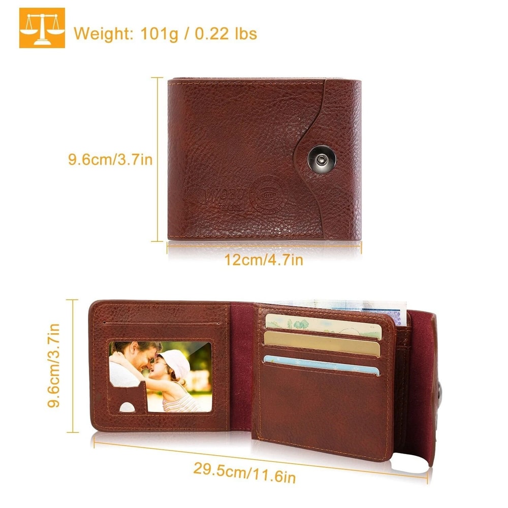 PU Leather Bifold Wallet For Men Wallet Holder With 2 ID Windows Coin Pocket 5