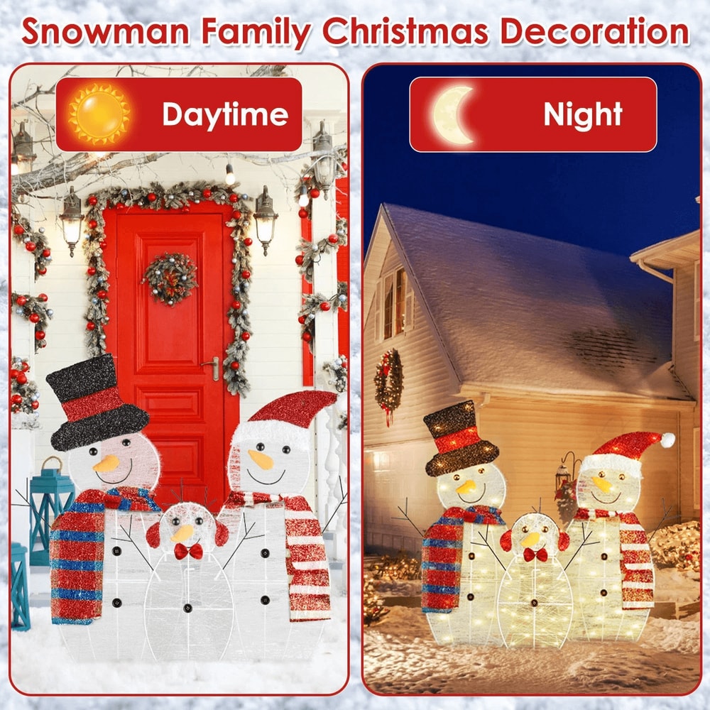 Xmas Garden Yard Snowman 2D Christmas Snowman Lamp Decor Warm Light For Garden Holiday Winter Decor 7