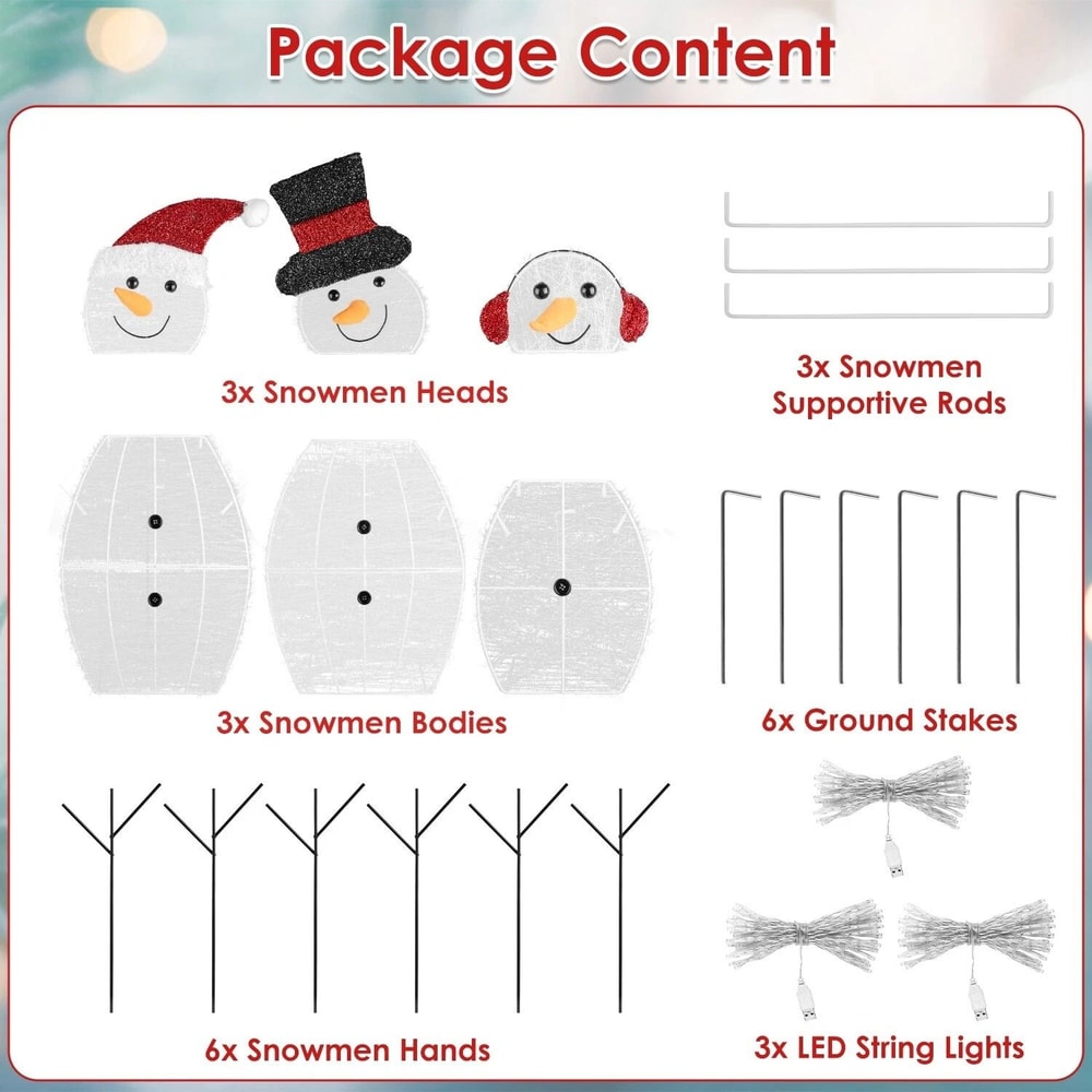 Xmas Garden Yard Snowman 2D Christmas Snowman Lamp Decor Warm Light For Garden Holiday Winter Decor 9