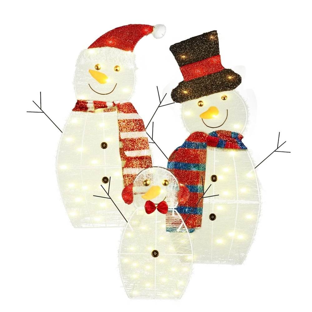 Xmas Garden Yard Snowman 2D Christmas Snowman Lamp Decor Warm Light For Garden Holiday Winter Decor 10