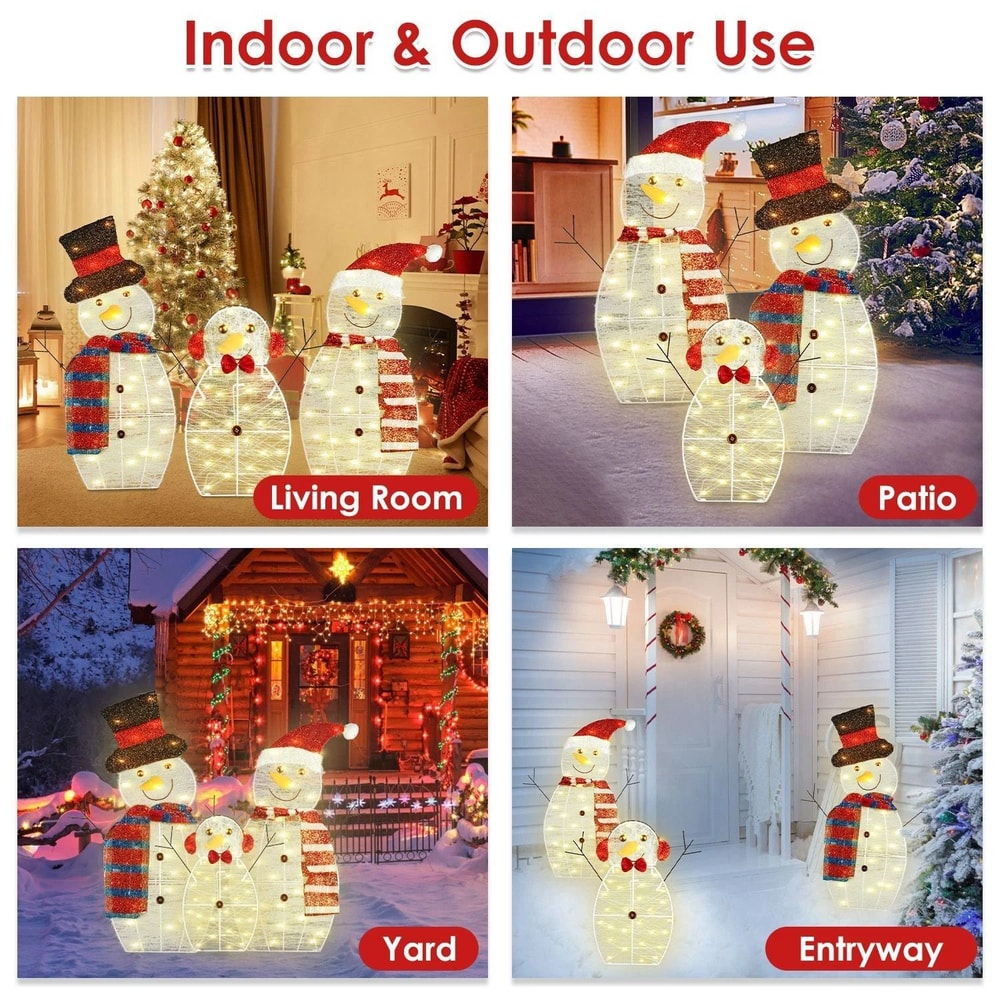 Xmas Garden Yard Snowman 2D Christmas Snowman Lamp Decor Warm Light For Garden Holiday Winter Decor 2
