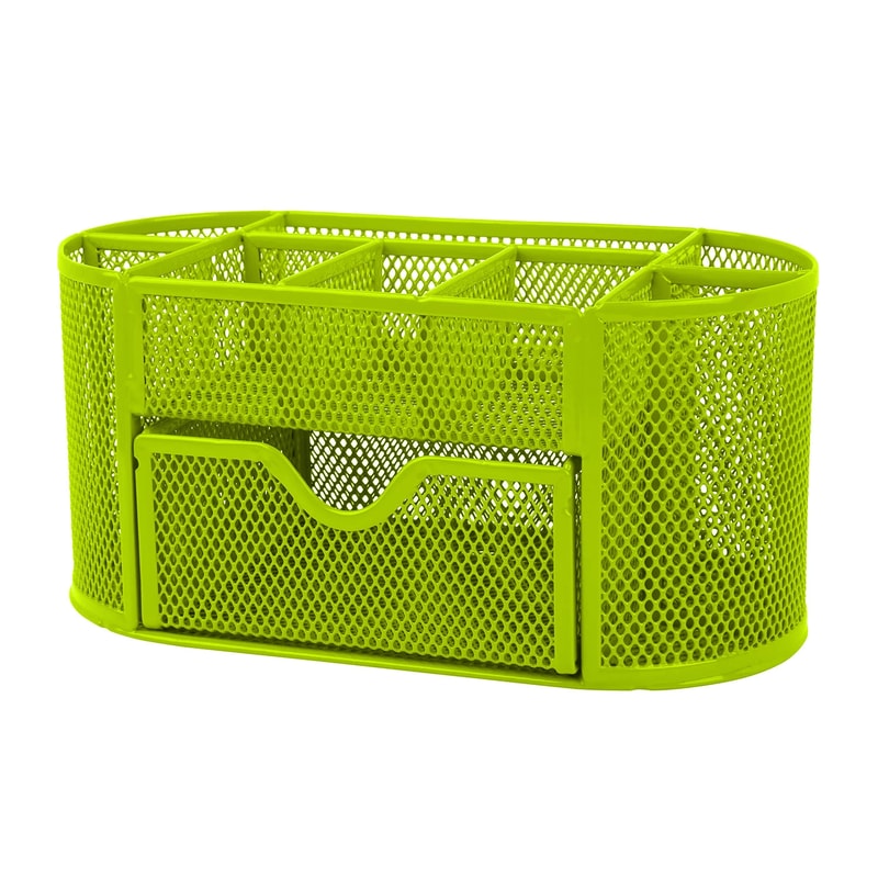 Metal Desk Organizer Mesh Office Pen Pencil Holder Storage Tray Green Compact Durable Desktop Sto 6