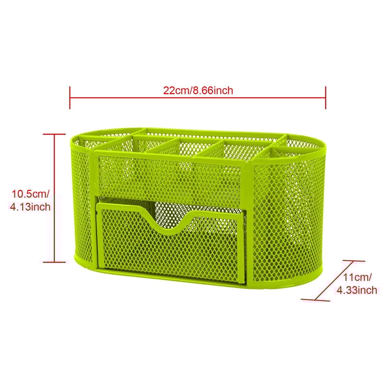 Metal Desk Organizer Mesh Office Pen Pencil Holder Storage Tray Green Compact Durable Desktop Sto 4