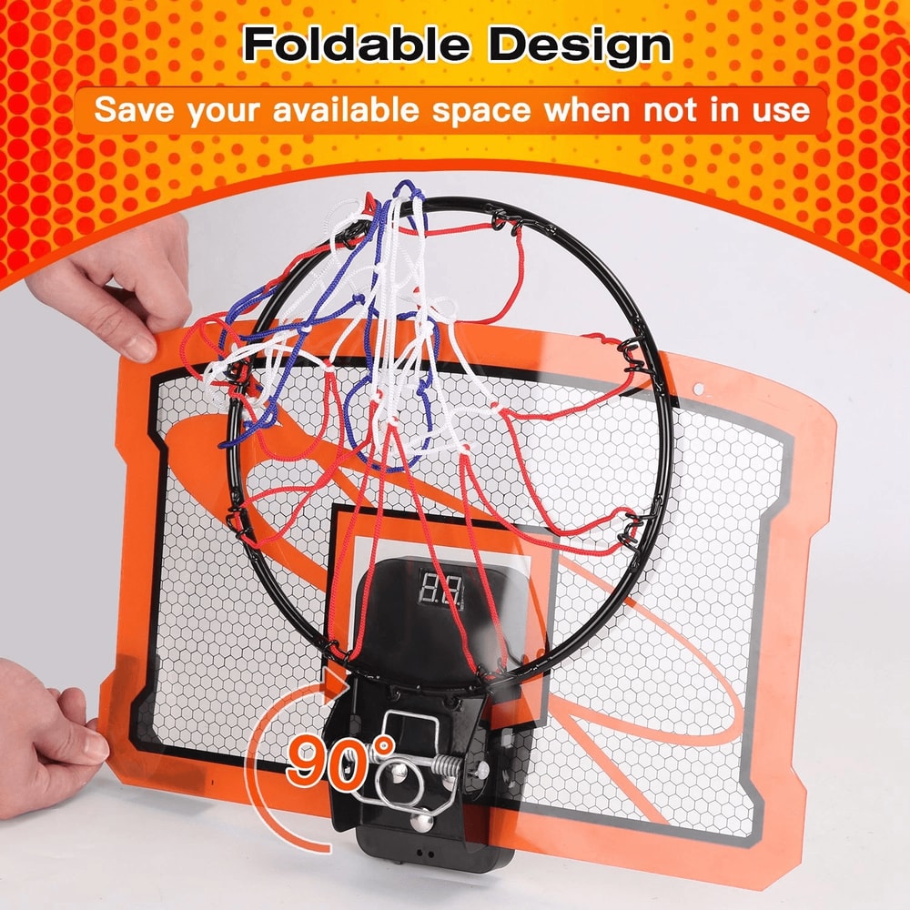 Kids Basketball Hoop Set With Electric Scorer Over Door Basketball Hoop W4 Balls For Active Fun And 1