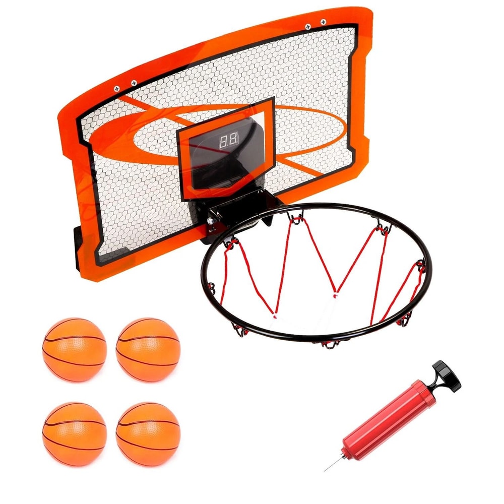 Kids Basketball Hoop Set With Electric Scorer Over Door Basketball Hoop W4 Balls For Active Fun And 10