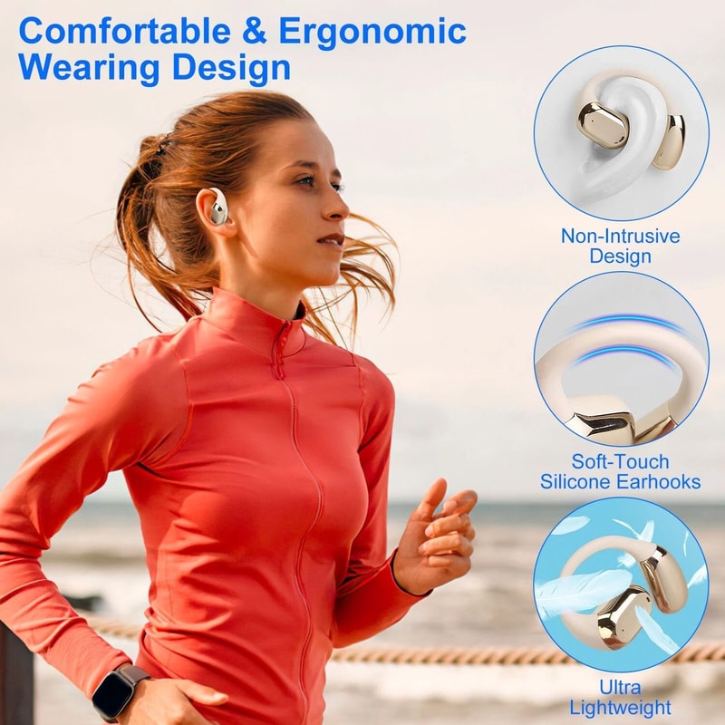 Sport Wireless Headphones Open Earbuds With Earhook Display Charging Case For Active Lifestyles 5