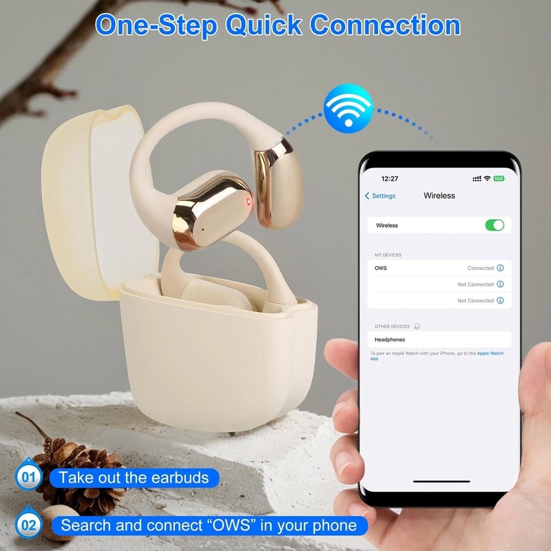 Sport Wireless Headphones Open Earbuds With Earhook Display Charging Case For Active Lifestyles 7