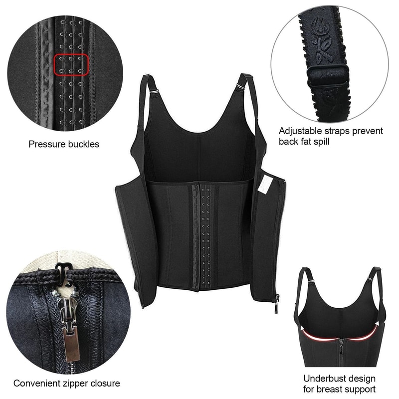 Latex Waist Trainer Cincher Full Body Shaper Black Underbust Corset Shapewear Waist Slimming Body 2