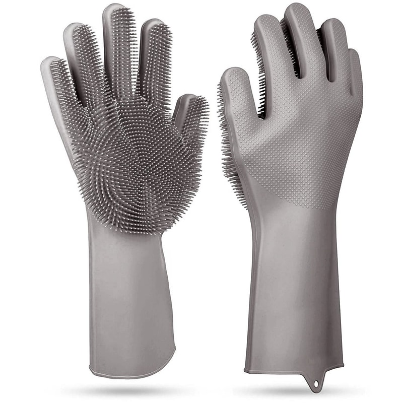 Reusable Magic Silicone Gloves For Kitchen Dishwashing Car Wash Cleaning Pair 9